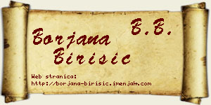 Borjana Birišić vizit kartica